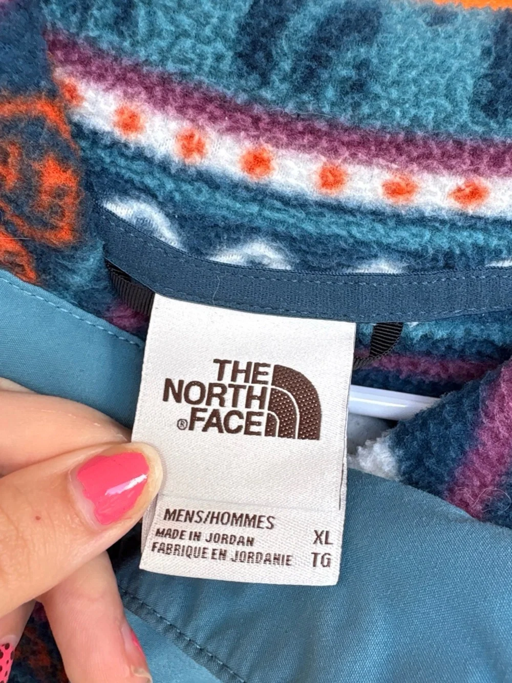 The North Face Men's Patterned Fleece Zip Pullover - Teal, Navy & Burgundy